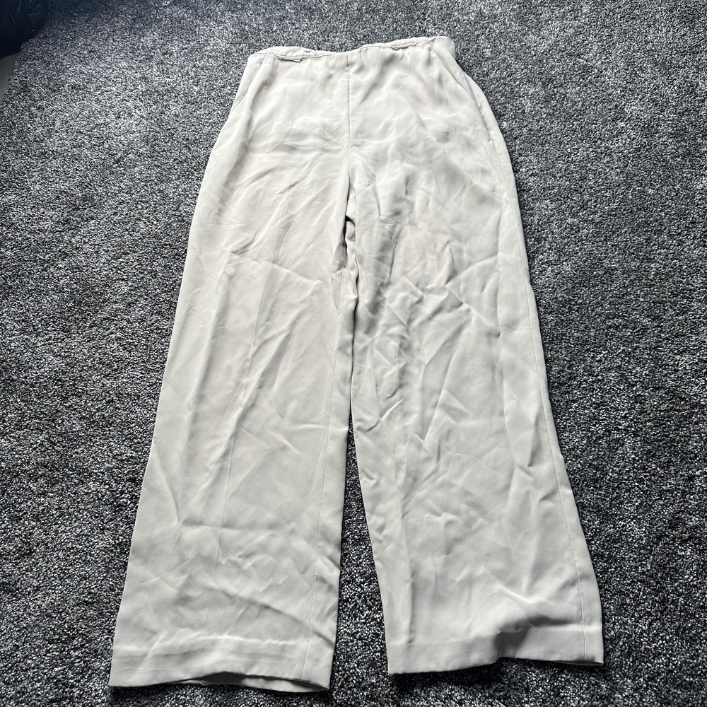 Giorgio Armani Dress Pants‎ Womens 44 Beige Crepe Lined Relaxed Leg Italy Career